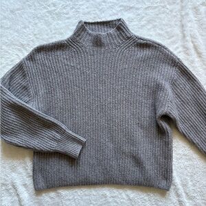 Old Navy Heathered Brown Gray Ribbed Mock Neck Sweater